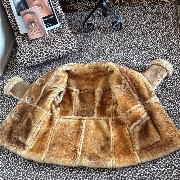 Vintage leather Sherpa peacoat xs/s soft good condition chunky thick unbranded - Picture 9 of 9